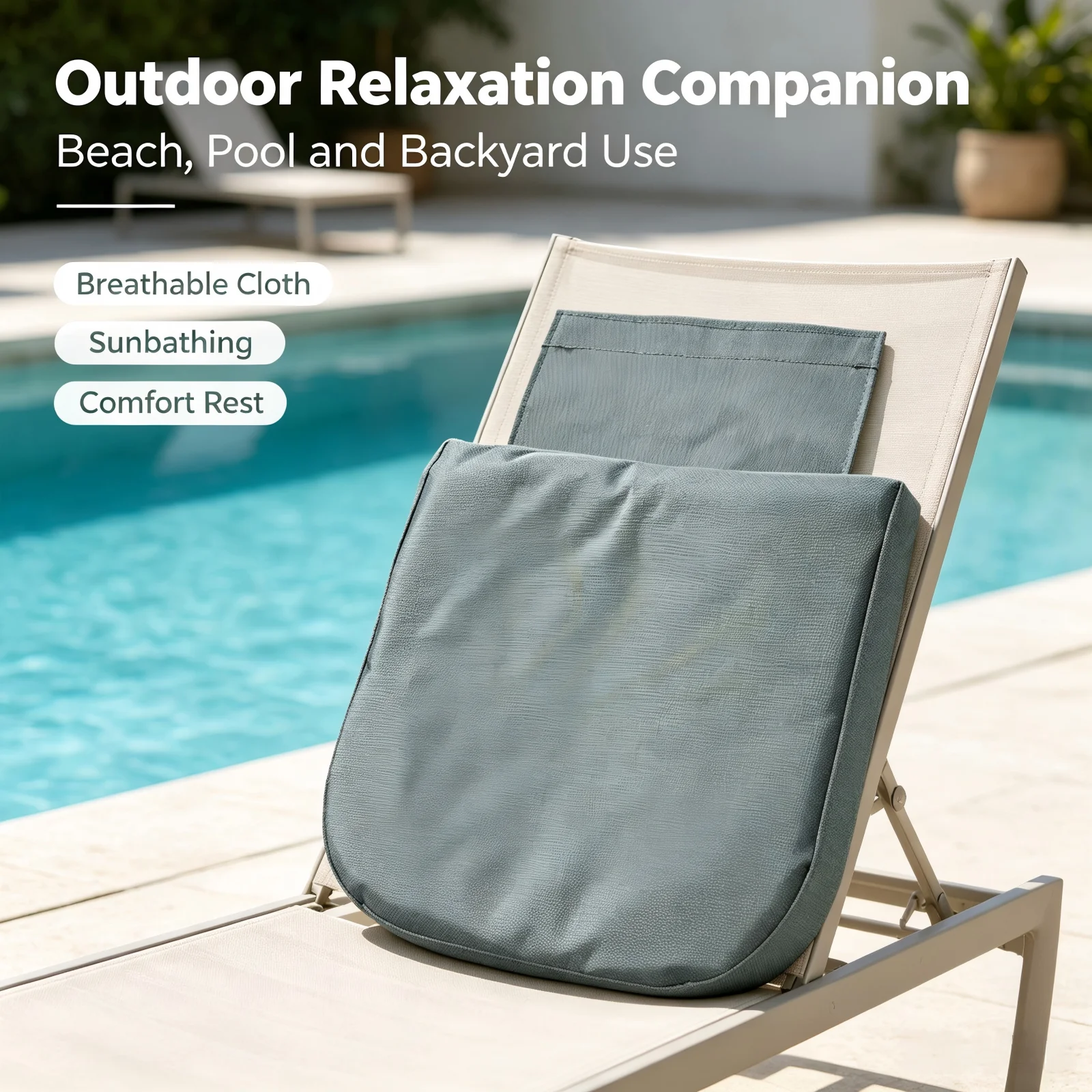 Detachable Sunbathing Lounger Headrest Pillow Beach Recliner Head Support Cushion for Outdoor Lounge Chair Pillow Accessory