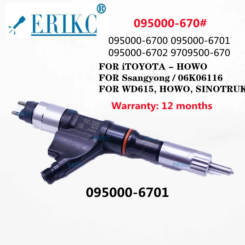 ERIKC 095000-6701 Automotive Parts Fuel Injectors 095000-6700 095000-6702 9709500-670 For TOYOTA - HOWO R61540080017A