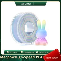 Mecpow 1KG High-Speed PLA Matte Rainbow 3D PRINTER FILAMENT- 30-600mm/s, 190-210℃Temperature, 1.75mm±0.02mm Filament Diameter