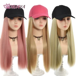 Hat wigs Cap with Hair Hat Wig Blonde Straight Hair Extensions Synthetic Hair Women Daily Party High Temperature