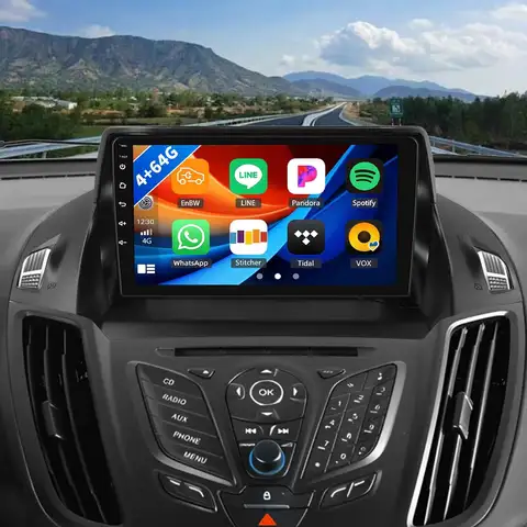 Radio para Auto Android 13 [4+64G/2+64G] para Ford Escape 2013-2016, Pantalla Táctil de 9 Pulgadas con GPS/FM/WiFi/Bluetooth, Compatible con SWC, CarPlay Inalámbrico y Android Auto