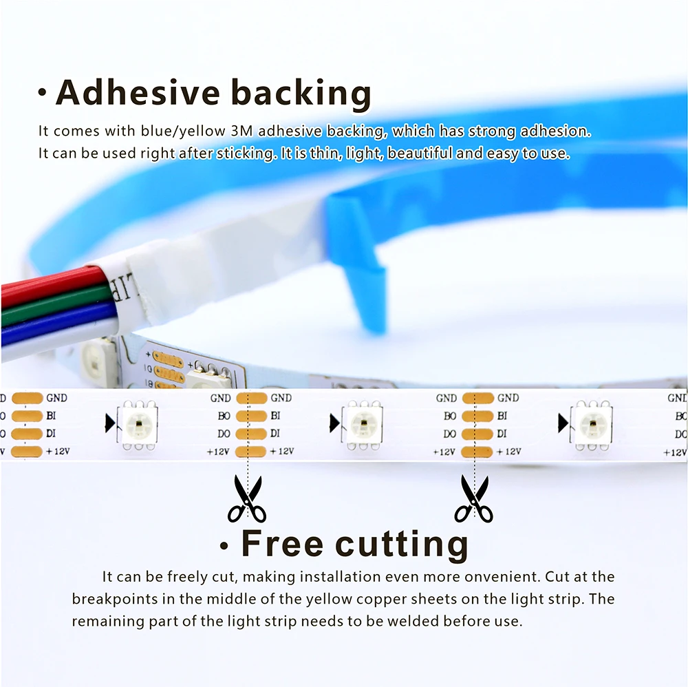 WS2811 WS2812B WS2815 WS2813 RGB IC Strisce LED 30/60/144 pixel per metro luci intelligenti indirizzabili individualmente DC5V/12V