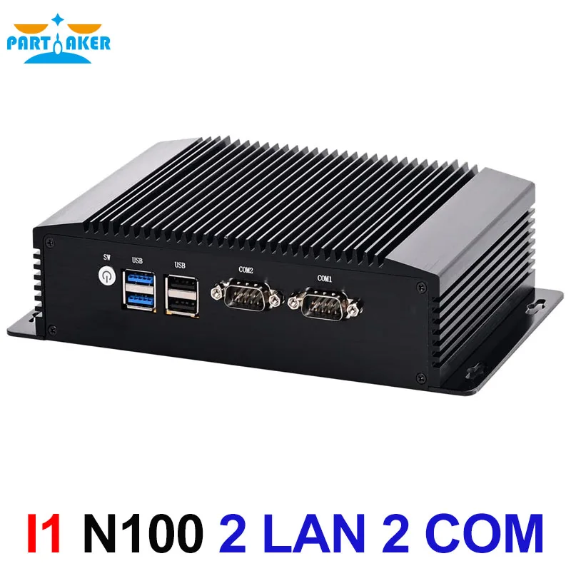 

Partaker Fanless Mini PC Intel Core N100 Windows 11 Pro or Linux 2 x LAN DP 2 x HDMI 2 x COM Industrial Computer