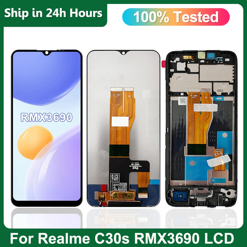 

6.5" New For Oppo Realme C30s LCD Display Touch Screen with Frame, For Realme C30s RMX3690 LCD Assembly Replacement