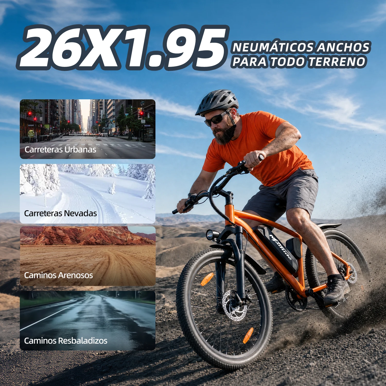 Bicicleta eléctrica para adultos Mairide Q7 250W 36V 10Ah extraíble 45km 26 Disc 7V LCD 3 Modos
