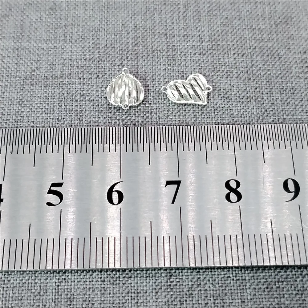 10pcs of 925 Sterling Silver Love Heart Connector Charms 2-Sided for Bracelet Necklace