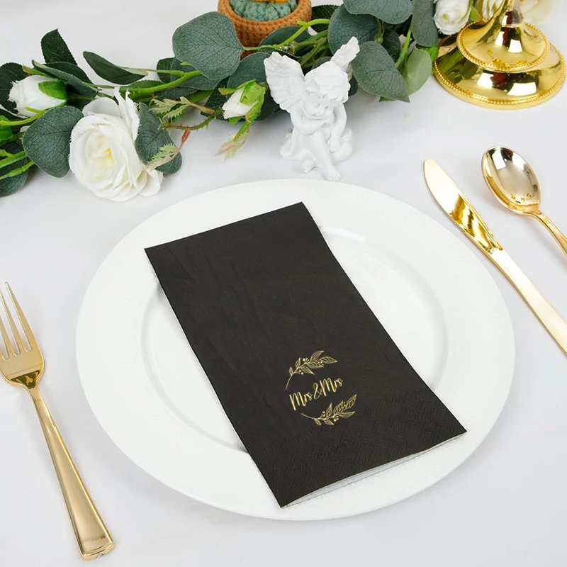 

50Pcs 25×25CM 3-layer gold leaf napkins Cocktail bar restaurant party popular