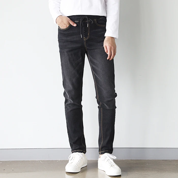 String waist banding black straight jeans 26-38 fast delivery