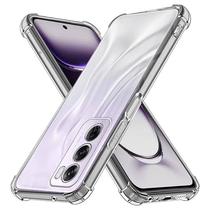 Quatro cantos caso tpu à prova de choque para oppo reno 12 pro 5g, capa protetora clara
