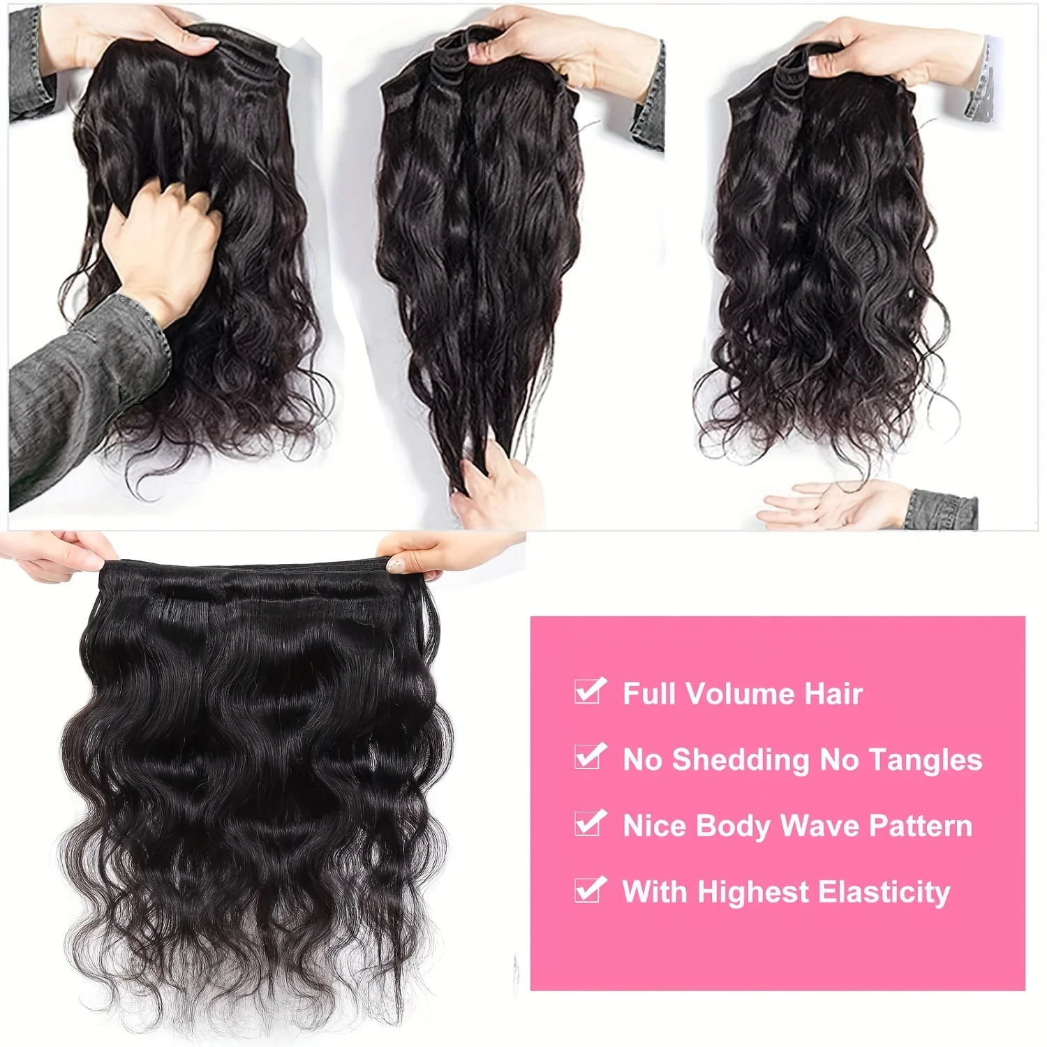 ボディウェーブヘアバンドル 100%人毛バンドル 未処理ブラジル産バージンヘアバンドル ウィーブ # 1B ナチュラルカラー 女性用