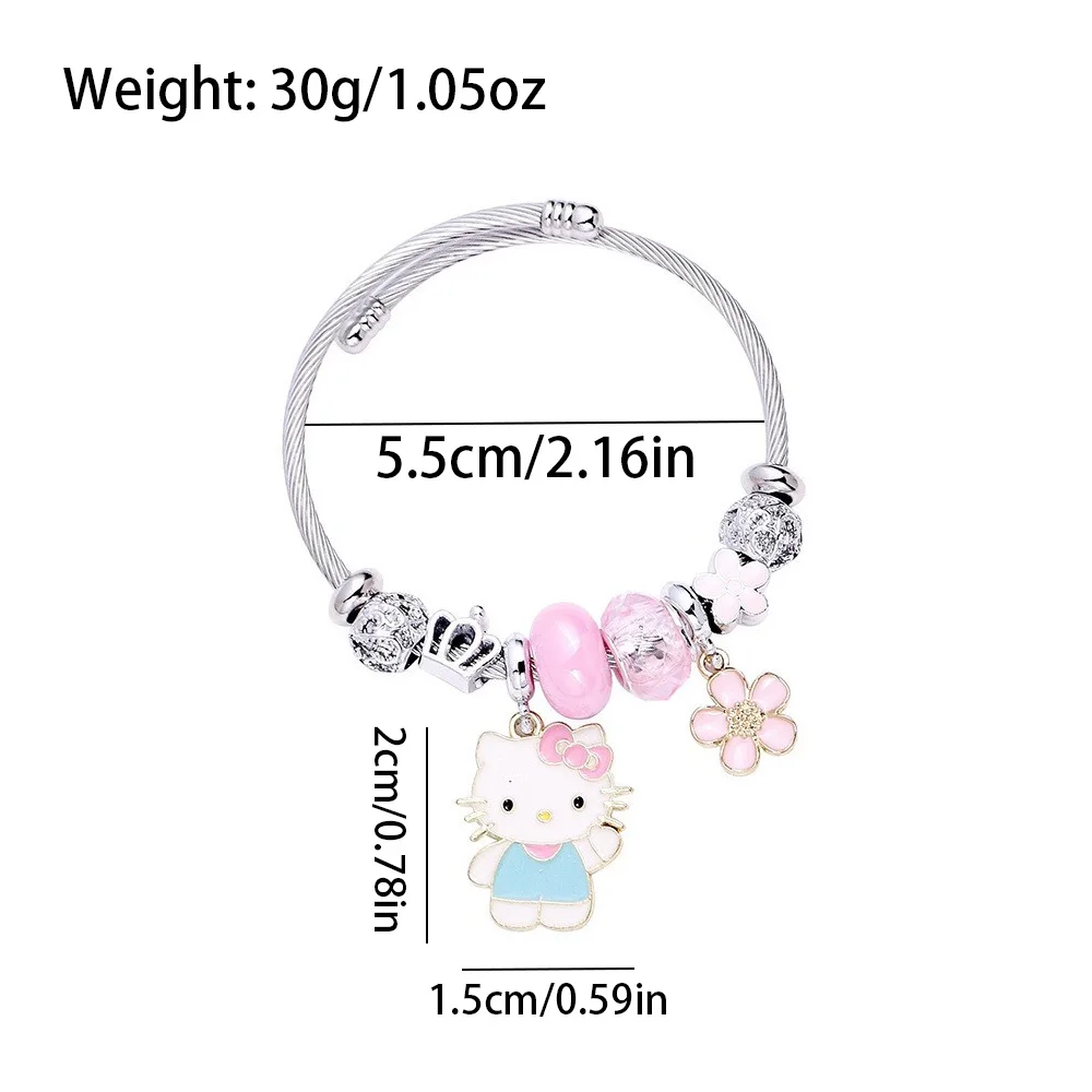 Anime Sanrio Hello Kitty Bracelet Zinc Alloy Fashion Cartoon Drip Oil Kawaii Bracelet Pendant Accessory