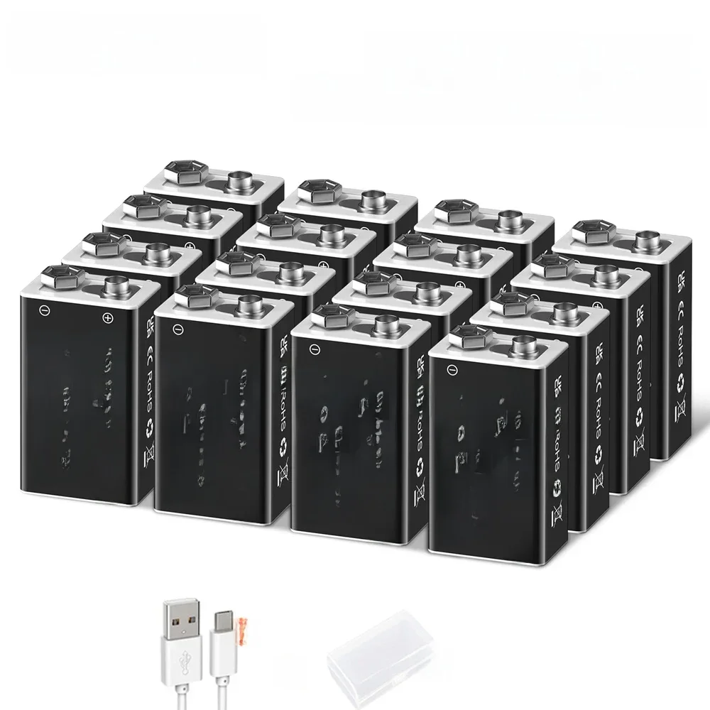 Akumulator 9V 1200mAh 6F22 9V Micro USB do ładowania akumulatorów z kablem USB do wykrywacza metali Mikrofon Zabawka Multimetr — zdjęcie 2