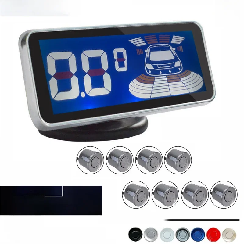Czujniki parkowania samochodowego Koorinwoo z elektromagnetycznym ekranem LCD, cyfrowe, 4/6/8 radarów, przedni sygnalizator dźwiękowy, tylny system parktronic do parkowania wstecznego. — 2