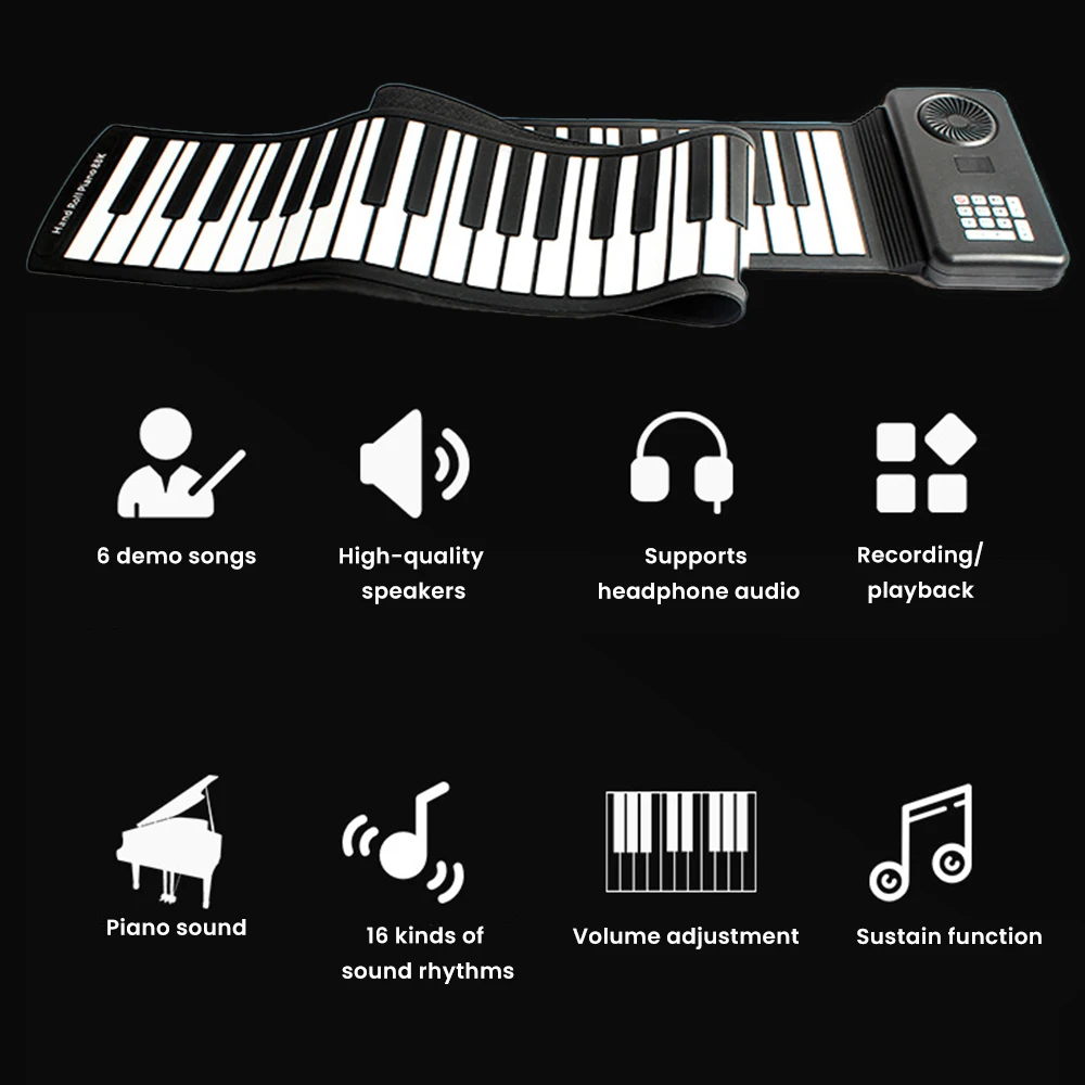 نشمر لوحة المفاتيح البيانو 88 مفتاح الممارسة المنزلية المحمولة الرقمية الكهربائية لوحة مفاتيح البيانو القابلة للطي مع مكبر الصوت المدمج #4