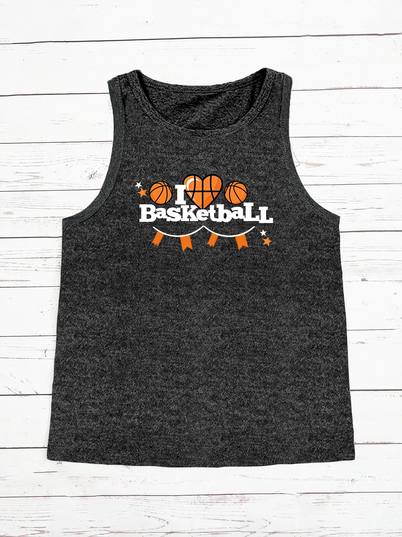 I Love Basketball Sports Basketball Print Funny Fashion Funny Sports Women's Tank Top Loose O Neck Sleeveless Casual Tank