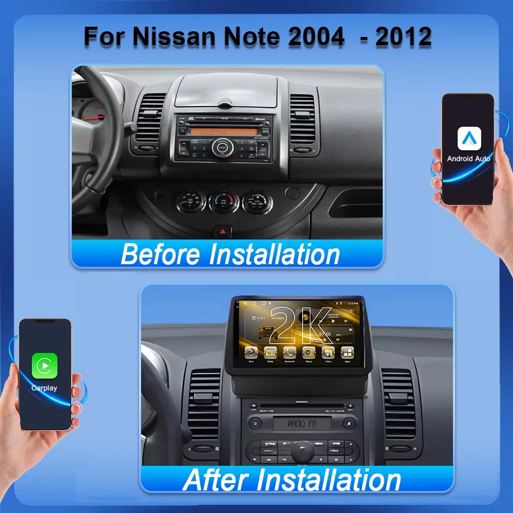 For Nissan Note 2004 2005 2006 2007 2008 - 2012 Android 16 Auto Car Radio Carplay Multimedia Player GPS Navigation DSP BT Stereo