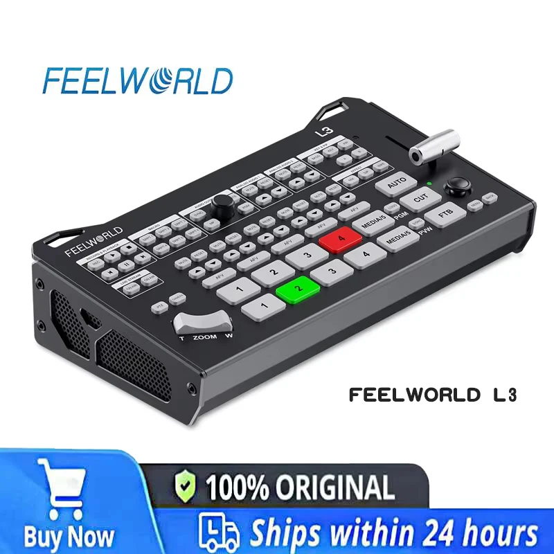 FEELWORLD L3 5CH Multi Camera Video Switcher Mixer 4HDMI 1UVC,2 HDMI Out,PTZ PIP Chroma Key RTMP Live Stream