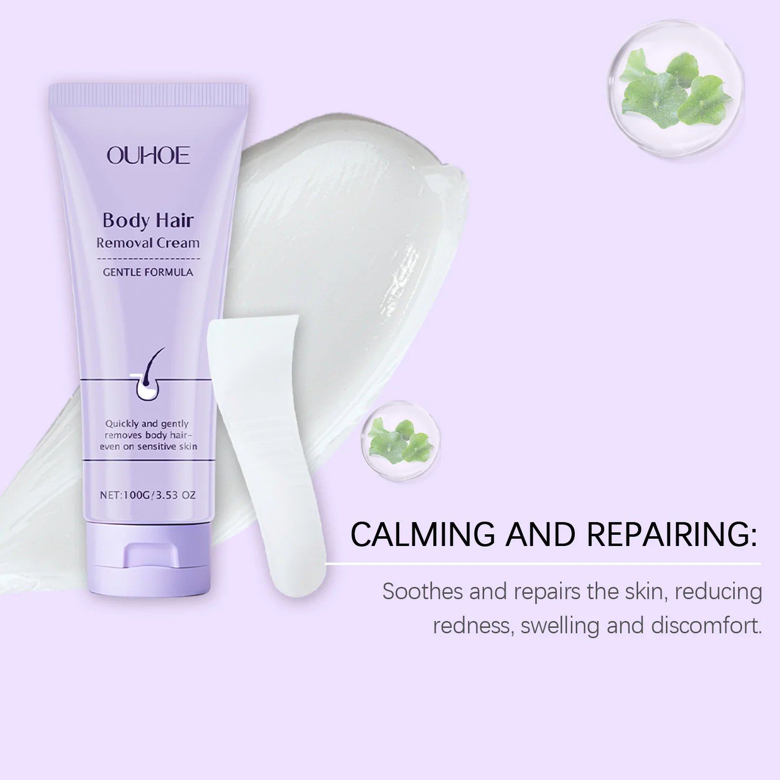 Ouhoe كريم إزالة شعر الجسم ترطيب لا ضيق الإغاثة الانزعاج تحسين نسيج الجلد تنعيم المسام تقلص مزيل الشعر