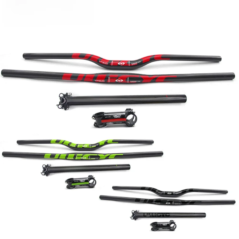 ULICYC Nowy zestaw kierownicy z włókna węglowego Kierownica rowerowa Mtb + sztyca + mostek Części rowerowe Selle Kierownica karbonowa — zdjęcie 2