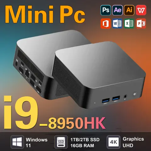 2026 Mini PC Intel Core i9 8950HK i3-6100 Computer Windows 11 16GB 1TB 2TB 4K Gaming Computer WiFi6 USB Portable Mini Desktop PC
