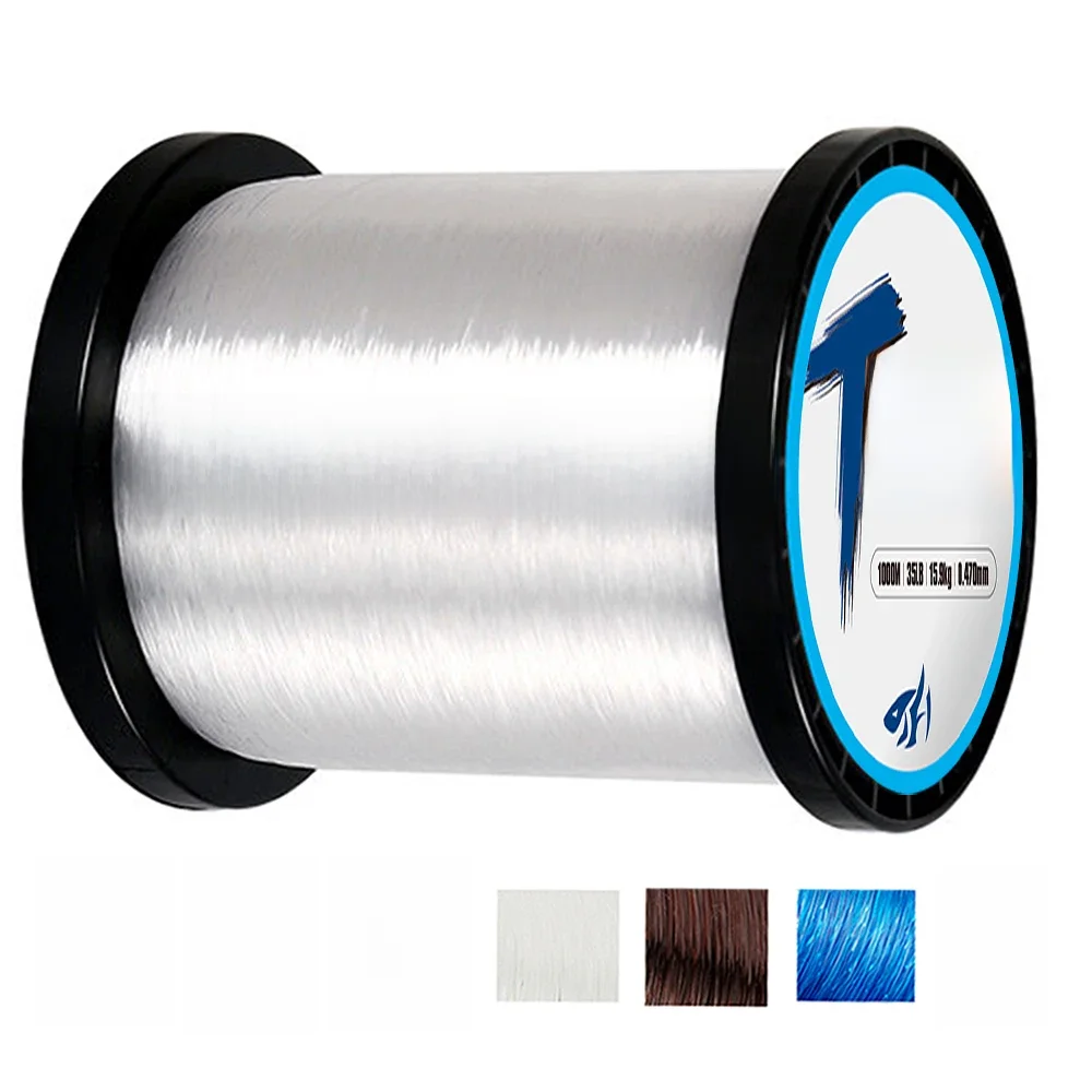 Linha de pesca de nylon 1000m, linha de pesca monofilamento super forte, linha de pesca revestida de