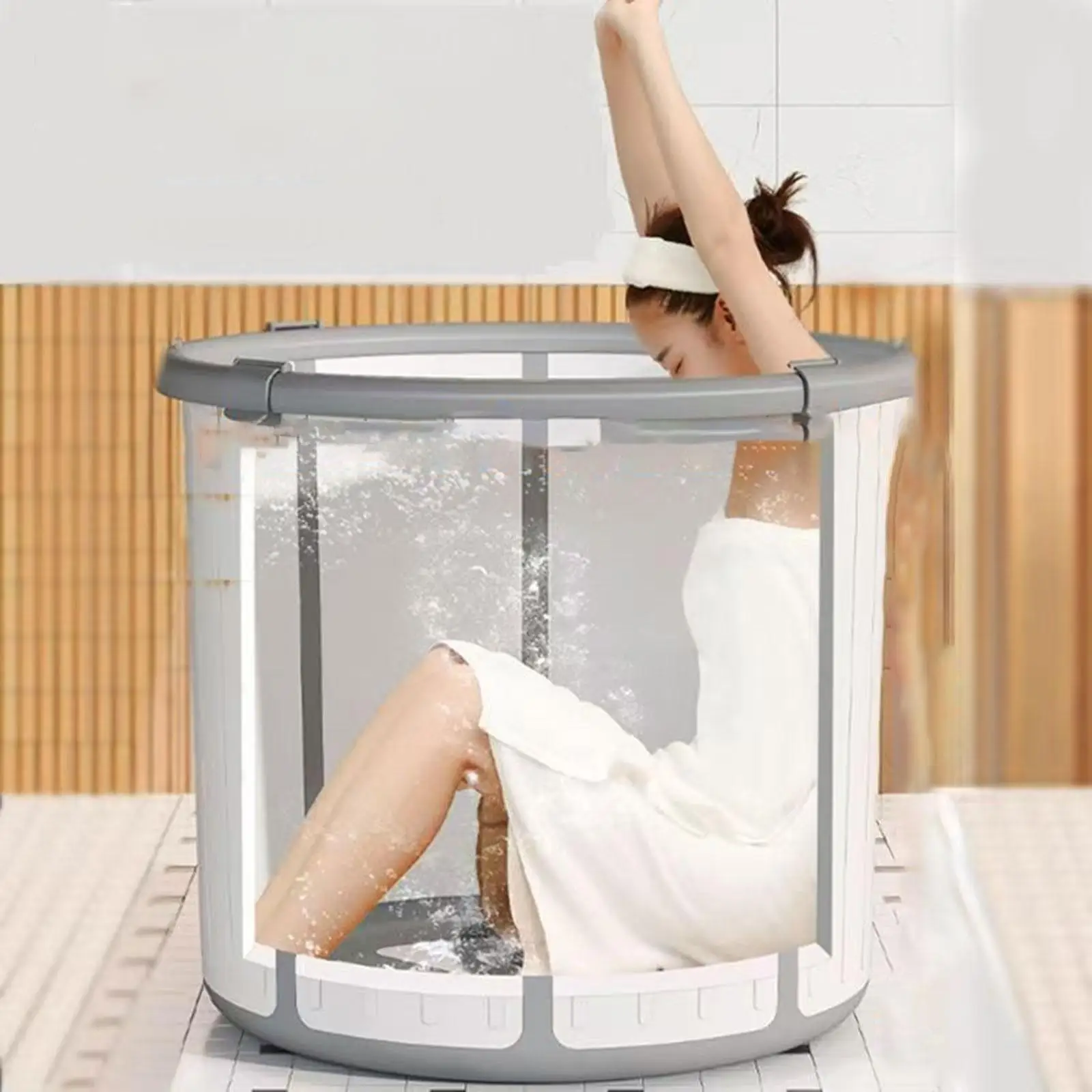 

Складная ванна-ведро для дома с дренажным сливом, хорошей изоляцией, большой вместимостью, экономит место, не требует сборки, портативная