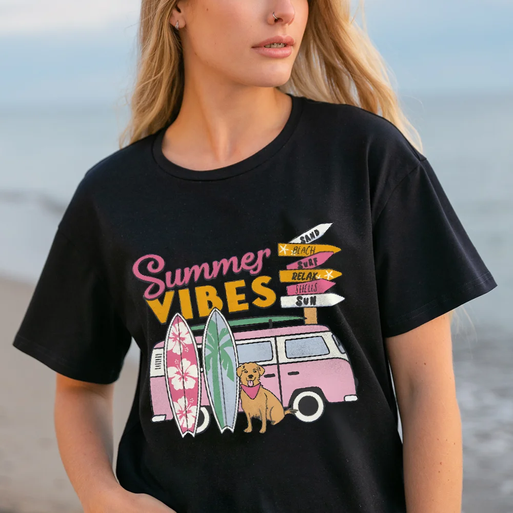 

Bus Pink Sign Cursive Advanced2025 Hot Women Graphic Tshirt Vintage Casual Streetwear Y2k Style Cotton Tee Fashion Loose Fit Top