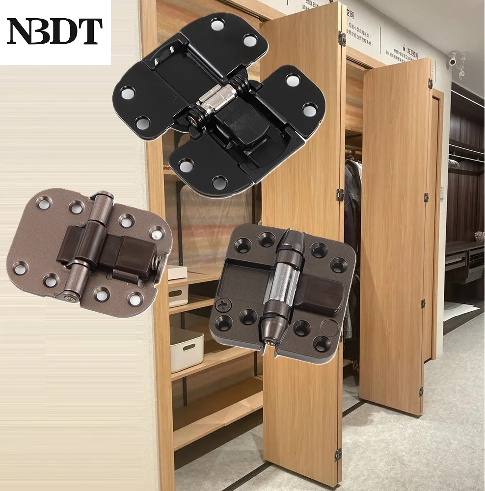 

2Pcs Metal Recessed Flush Mount Friction 180 Degrees Bi-folding Hinge For Wardrobe Closet Screen