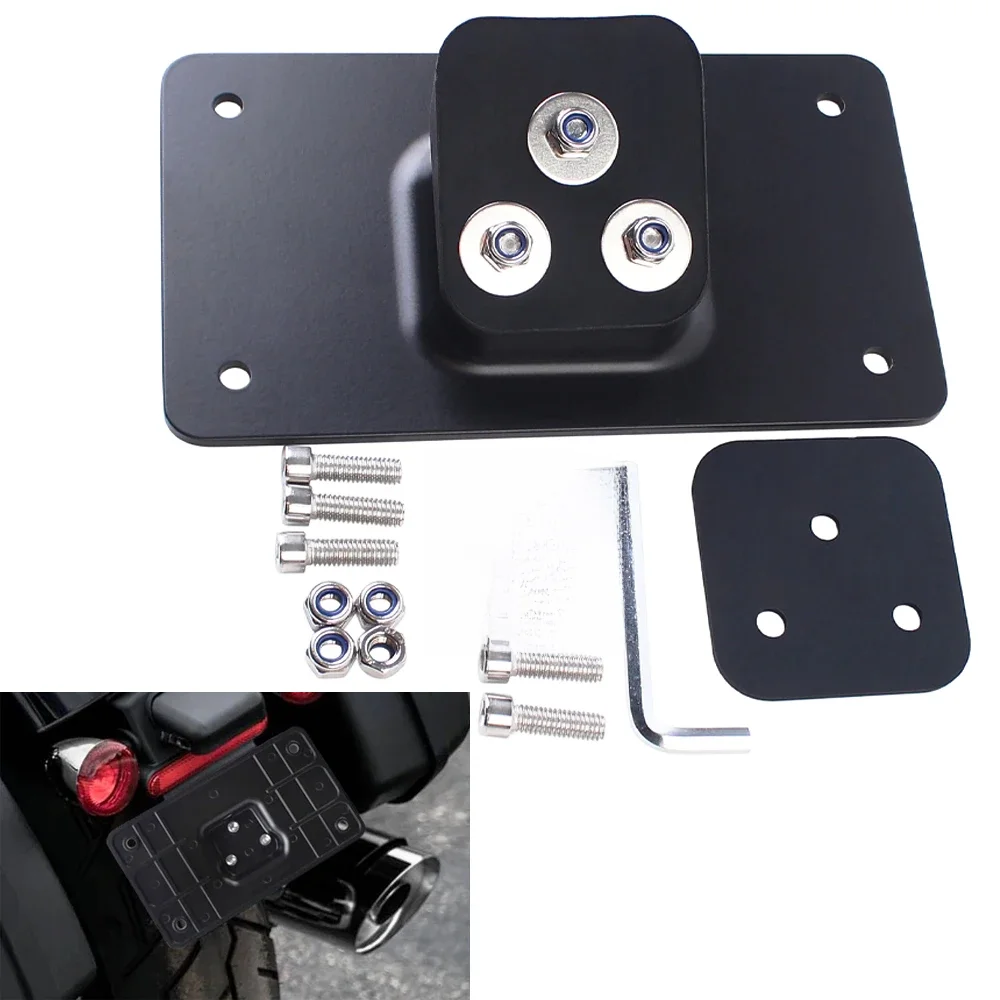 Support de montage de plaque d'immatriculation de moto, 3 trous, pour Harley Sportster Dyna Softail Big Twins 1973-UP