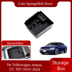 Car Storage Box for Volkswagen VW Arteon CC 3H7 2019~2024 2020 ABS Armrest Central Console Organizer Tray Shelf Part Accessories