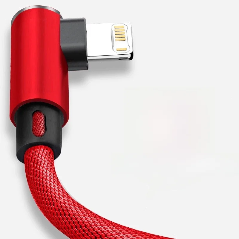 90 graden USB-kabel voor iPhone 14 13 12 11 Pro Max X XR 6s 7 8 Plus 2m 3m Lood Mobiele telefoon Snellaadsnoer Datalader Draad - afbeelding 2