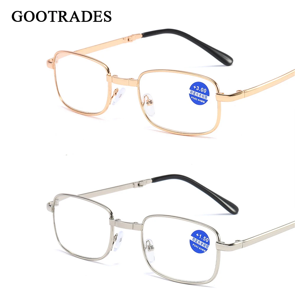 Foldable Reading Glasses Folding Presbyopia Men Women Metal Retro Computer Reading Glasses With Case 1.0 1.5 2.0 2.5 3.0 3.5 4.0