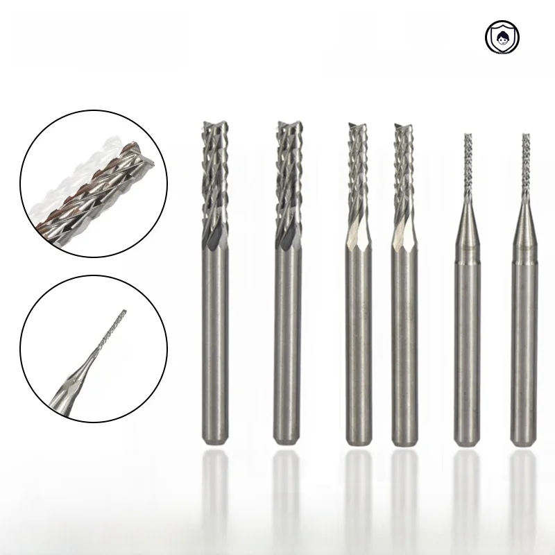XCAN frez palcowy do kukurydzy 10 sztuk 0.5-3.175mm frez z węglika PCB frez PCB frez CNC narzędzia do frezowania — zdjęcie 2