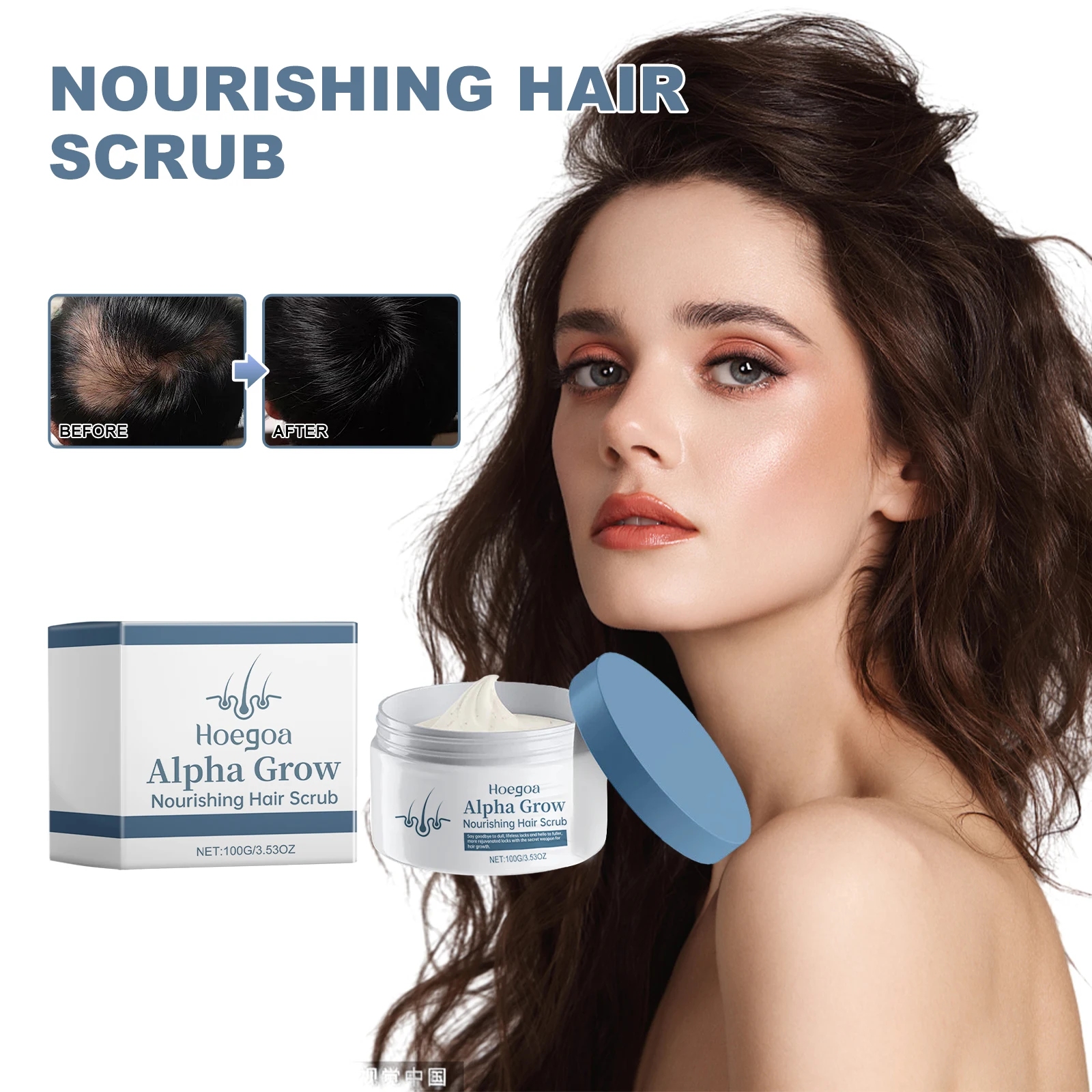 Alpha Grow Hair Scrub Nourish & Clarify Exfoliating Scalp Scrub Clean Scalp Dandruff Fluffy Moisturizing Firming Hair Care Scrub