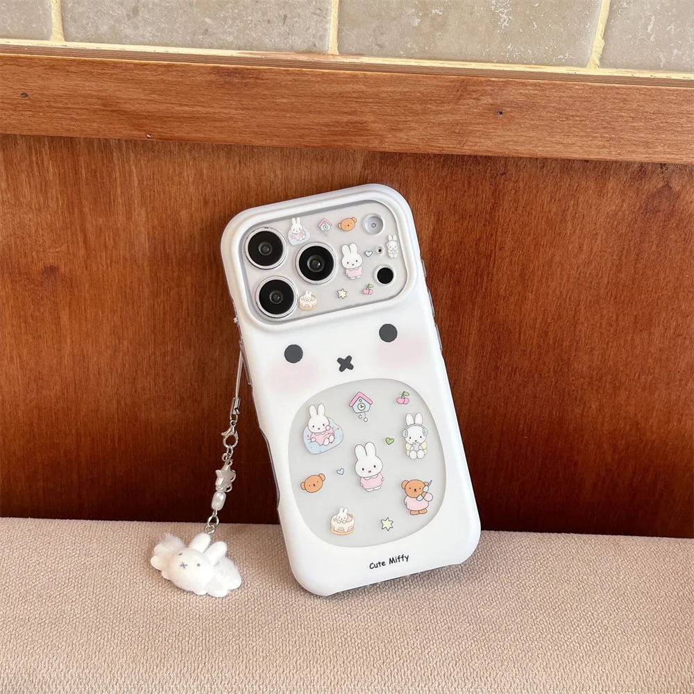 Koreańskie, urocze etui na telefon z motywem Miffy i króliczka, pasujące do iPhone 18 Pro, 17, 15, 16, 17 Pro, 18 Max. Wytrzymałe, odporne na wstrząsy etui z motywem z kreskówki. — zdjęcie produktu 2
