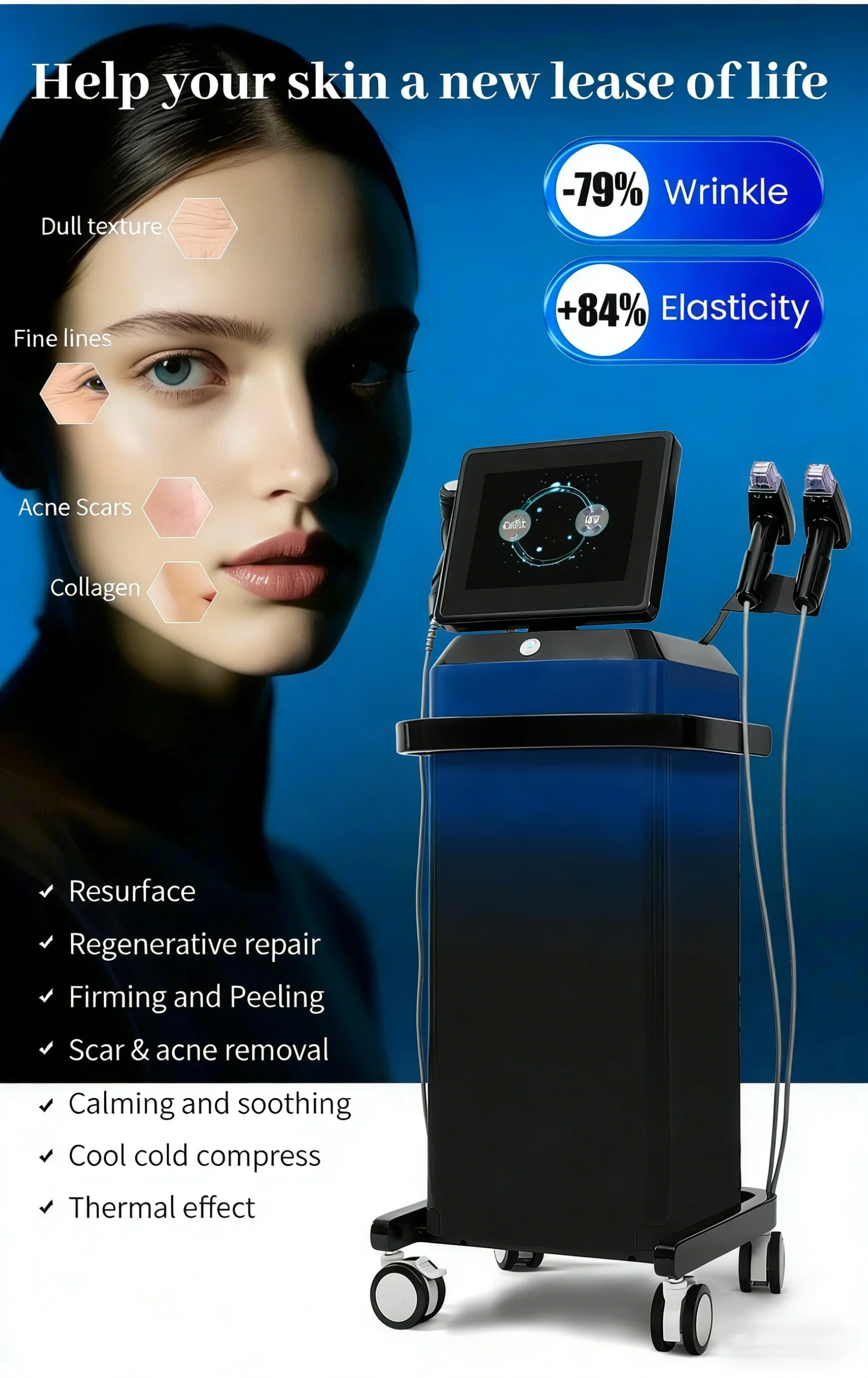 2026 Multifunctional Vertical Crystallite 3 In 1 Facial Beauty Machine Deep Nourishing Firming Fine Line Caring Device