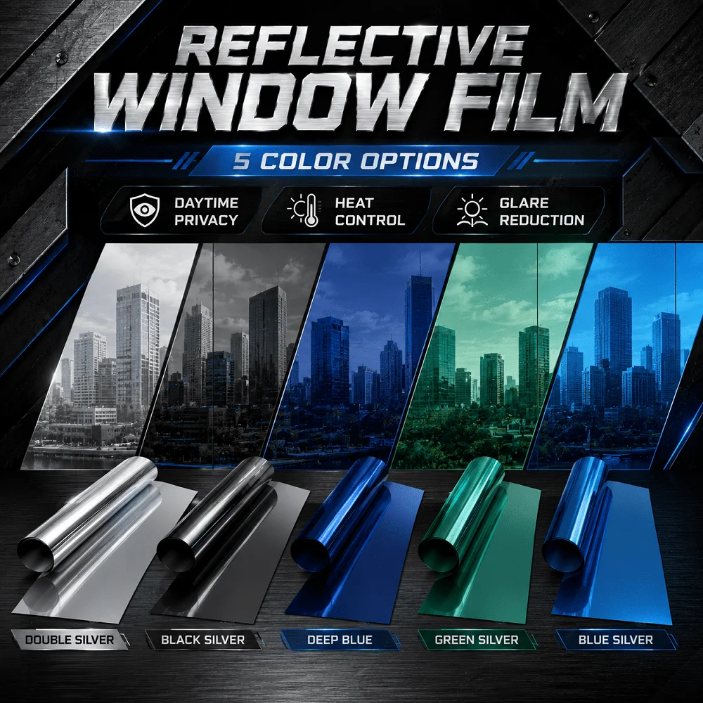 One Way Mirror Privacy Window Film Roll Static Cling Removable Heat Block Sun Block UV Block Anti Glare for Home
