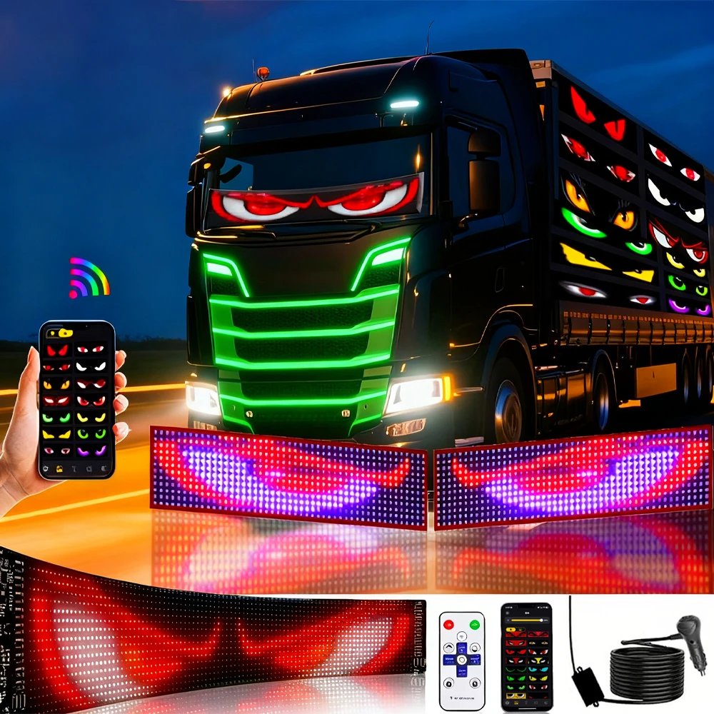 

Truck Car Devil Eye LED Pixel Panel Light APP Remote Soft Foldable Lighting Scrolling Flexible For Board Windshield Accessorie