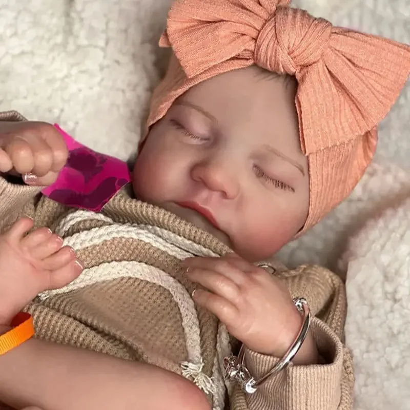 17-calowa lalka Levi Reborn Baby Doll Już pomalowana Wykończona Śpiąca Noworodek Rozmiar 3D Skóra Widoczne żyły Kolekcjonerska lalka artystyczna — zdjęcie 2