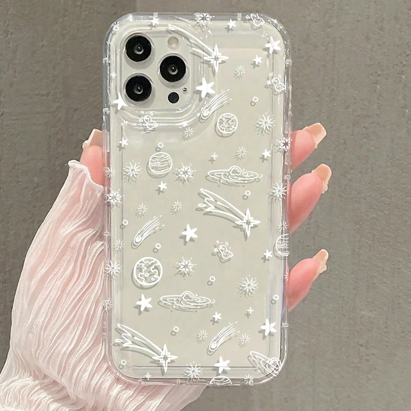 Xiaomi Redmi Note 12, 4g,11,10,13 pro plus,5g,11s,12s,10s用の太陽と月の星が付いた透明な電話ケース9、12c、13c、4g