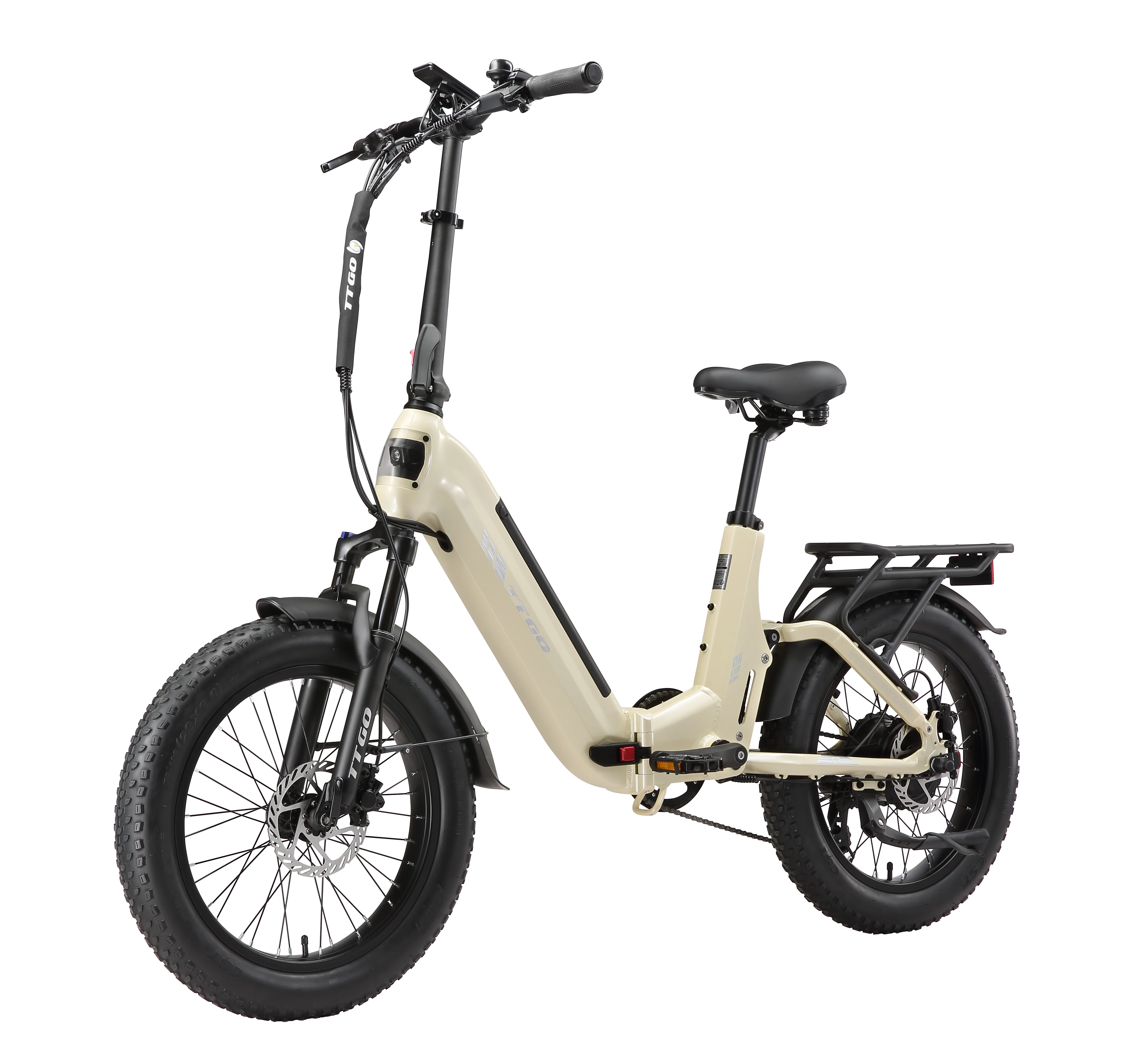 TTGO F7 Pliable vélo électrique adultes 20 pouces ville vélo électrique avec batterie amovible 48V 15Ah(720Wh) 25km/h, plage 100-120km, disque hydraulique de frein