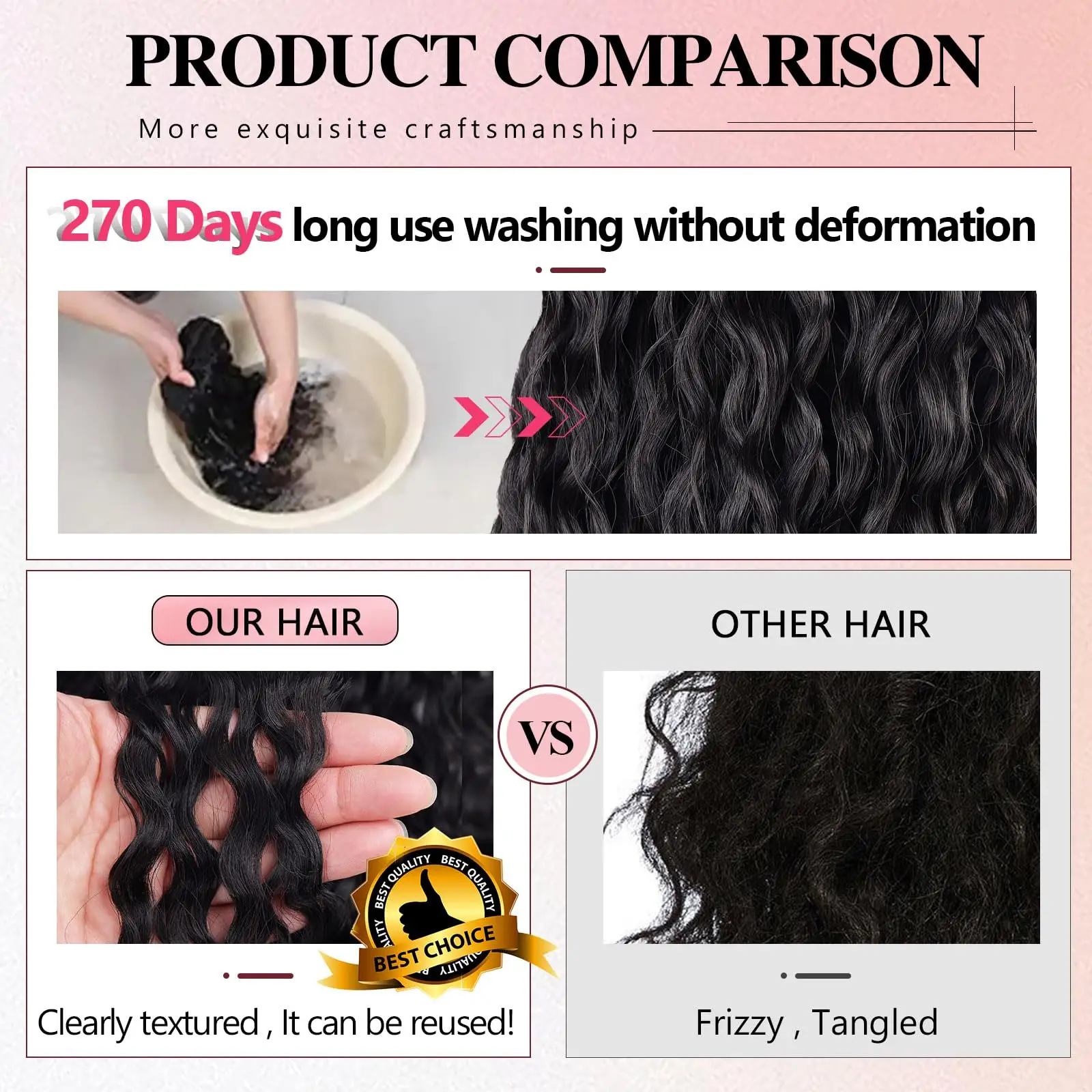 포니테일 인모 연장 딥 웨이브 헤어 드로스트링 포니테일 # 여성용 1B 내추럴 블랙 포니테일 인모 헤어 익스텐션