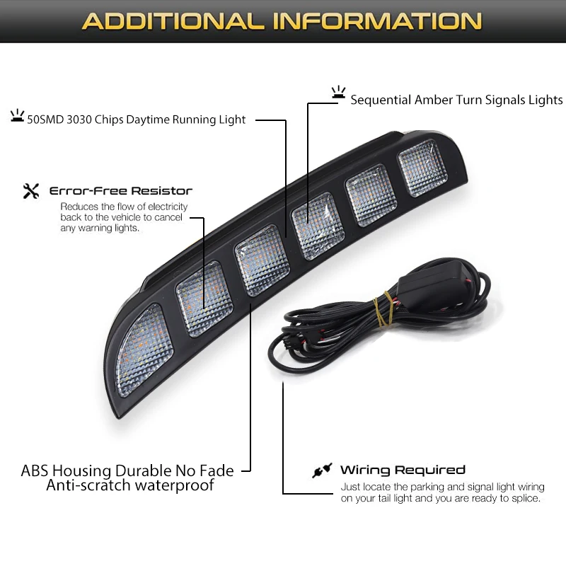2pcs Sequential Front Turn Signal Light Assembly For Ford Explorer,White LED Parking/Driving & Full Amber LED Blinker 2016-2019