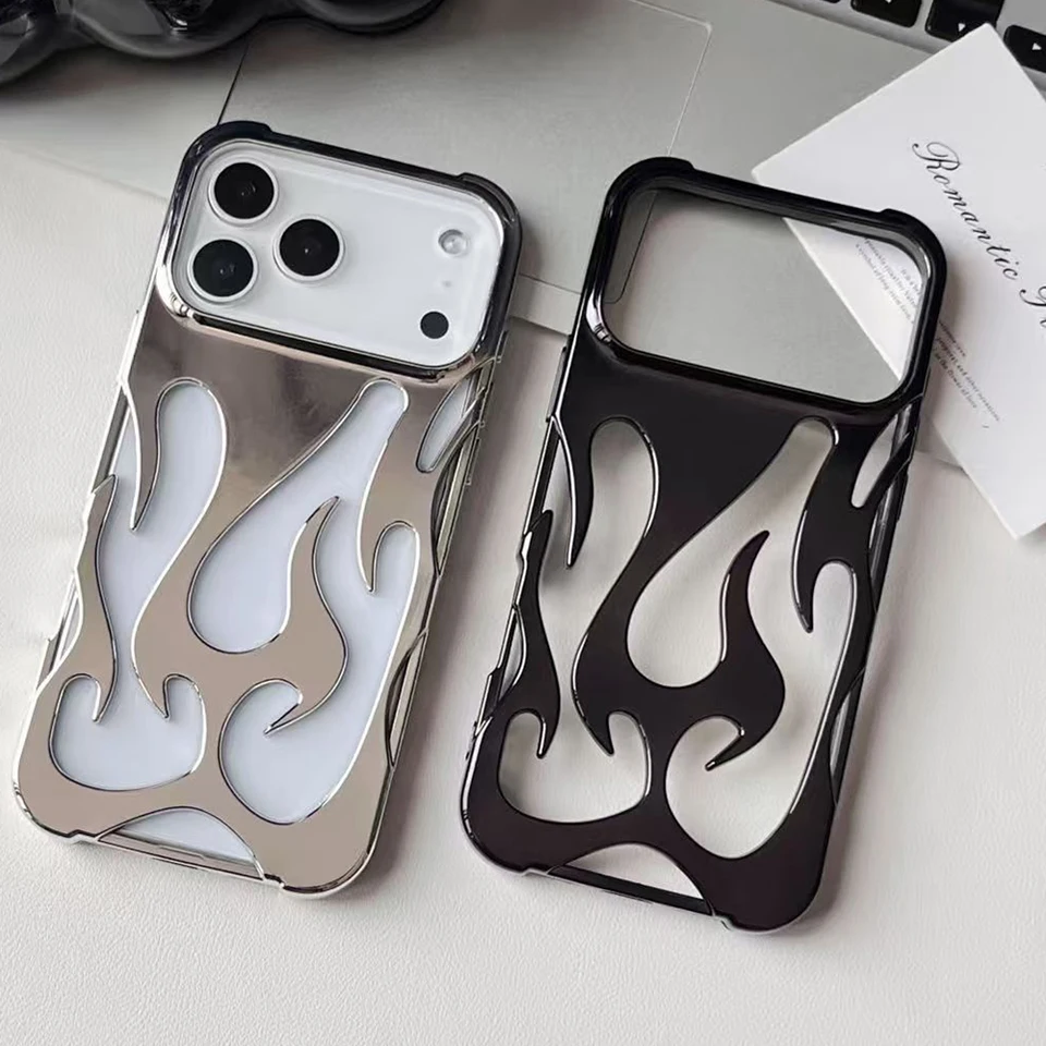Funda de TPU antigolpes con diseño hueco y estampado de llama, para iPhone 17 16 15 14 13 12 11 Pro Max 16 Plus Air 6