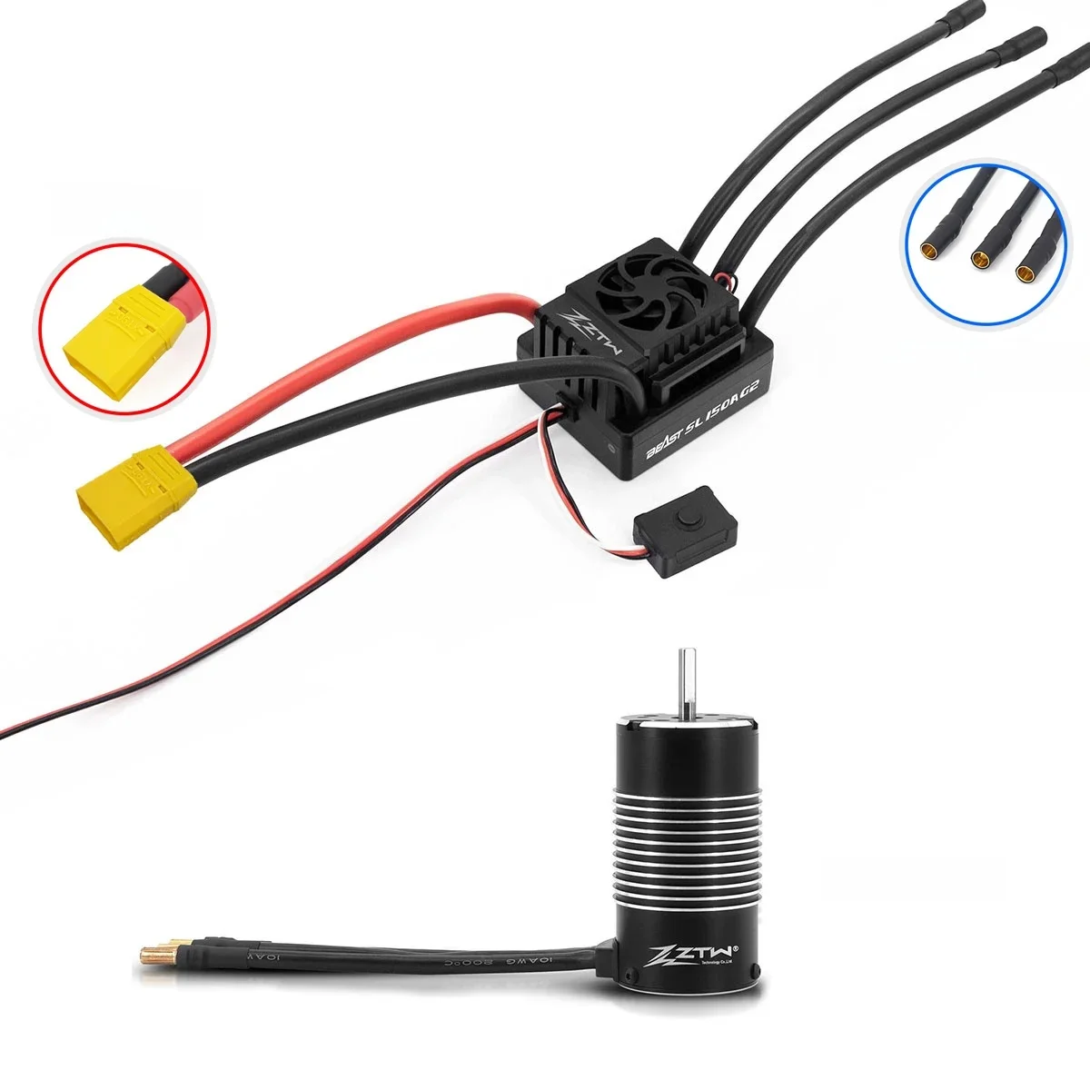ZTW Beast G2 150A ESC 2-6S 6 V/7.4 V 6A BEC Borstelloze Motor 4074 1950/2150KV Combo Waterdicht Voor 1/8e RTR RC Auto Vrachtwagen Buggy - afbeelding 2