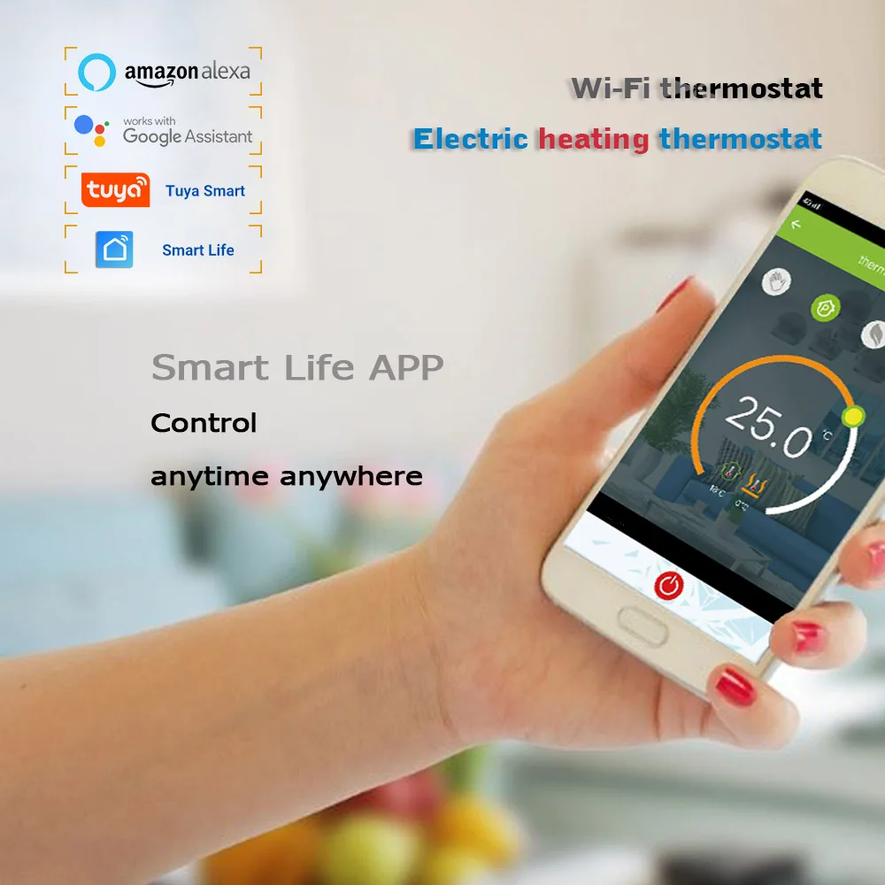 24VAC 220VAC Electric heating thermostat for warm floor Tuya Smart Life App Control Works With Alexa Google Home