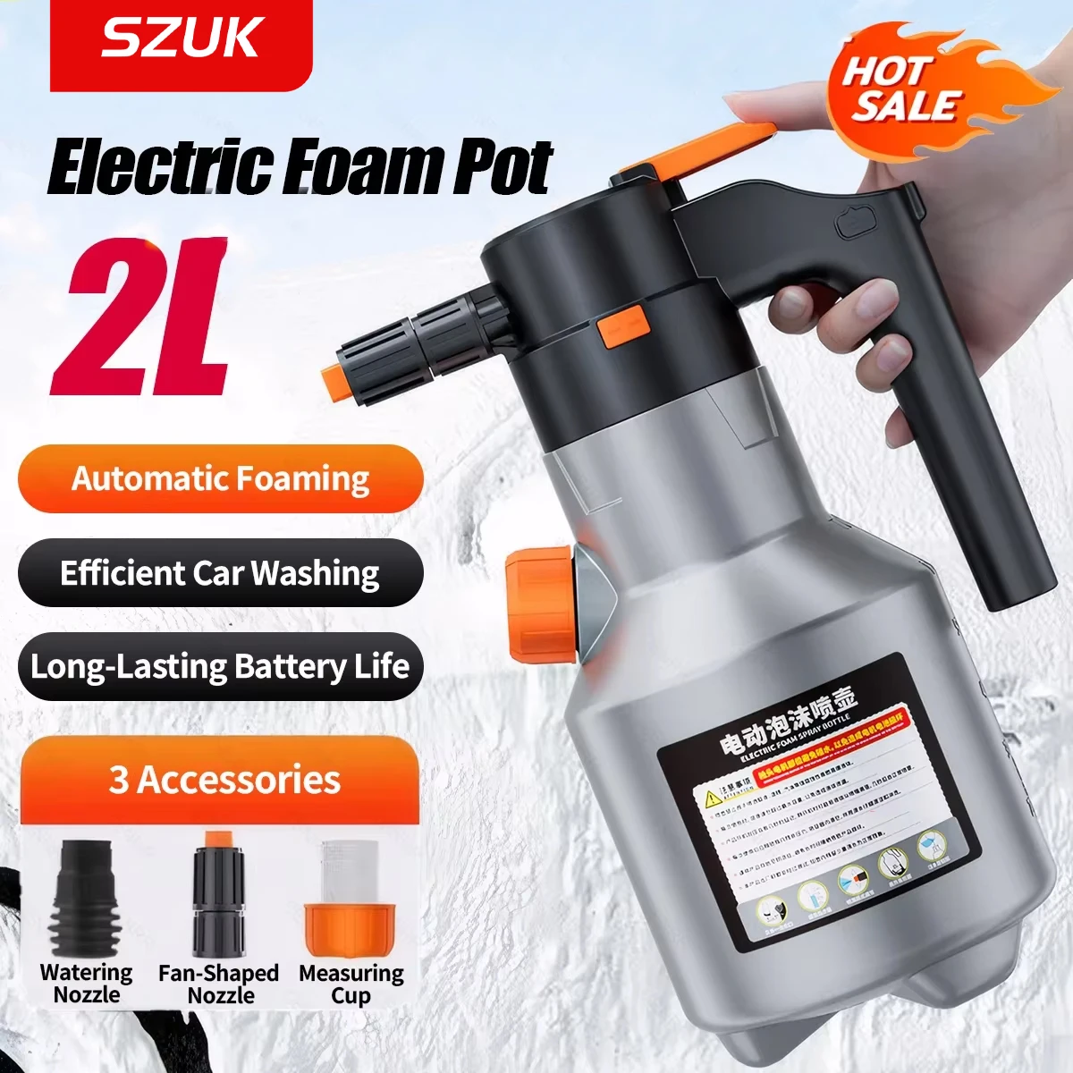 

Новый электрический пенный распылитель SZUK 2 л, профессиональный моторизованный ручной пенный распылитель для мойки автомобилей, аксессуары для автомобилей