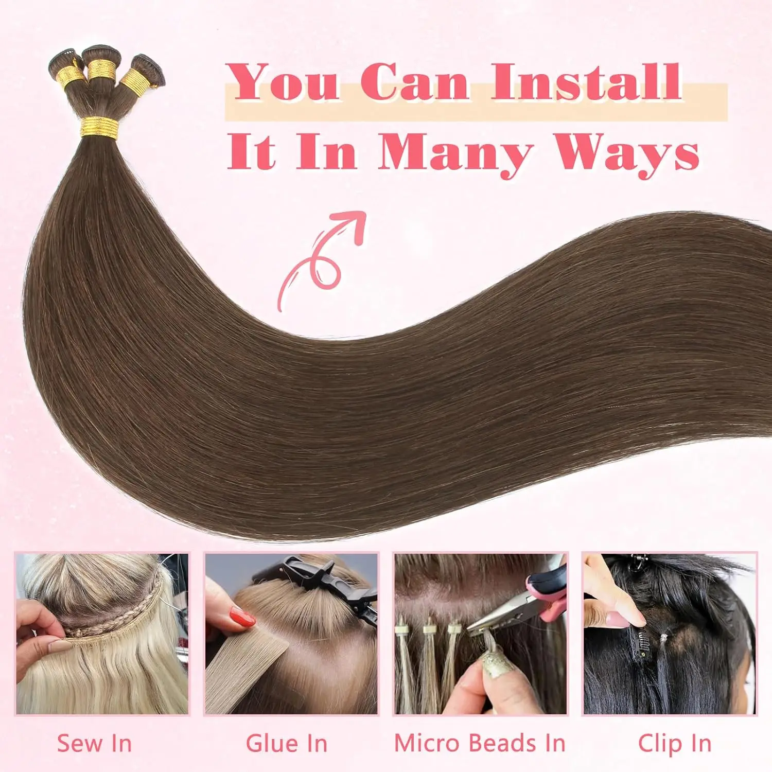 Sixstarhair, 3 шт., ручная работа, наращивание утка, наращивание волос, 50 г, 18/20 дюймов, пришивные наращивания, настоящие человеческие волосы Remy для женщин