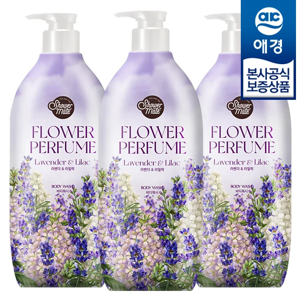 [Aekyung] Shower Mate flower parfum body shower 900g x 3 Purple