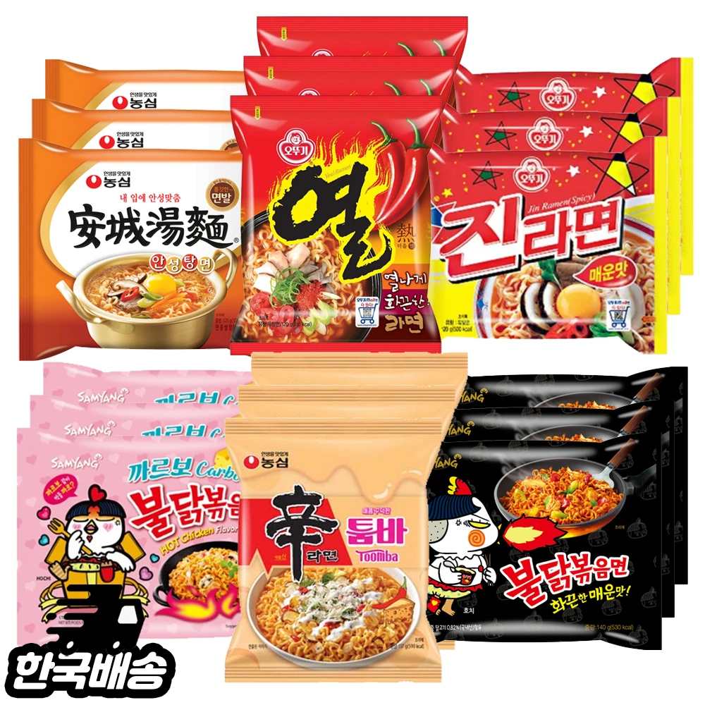 Bag-nun Ottogi Nongshim Samyang-gab 6 kinds 18 bongF (Shina-nun Tumba 3 Jinnun spicy 3 fire fried chicken 3 Karbo fire chicken 3 Anseong Tang Noodles 3 rows of noodles 3)